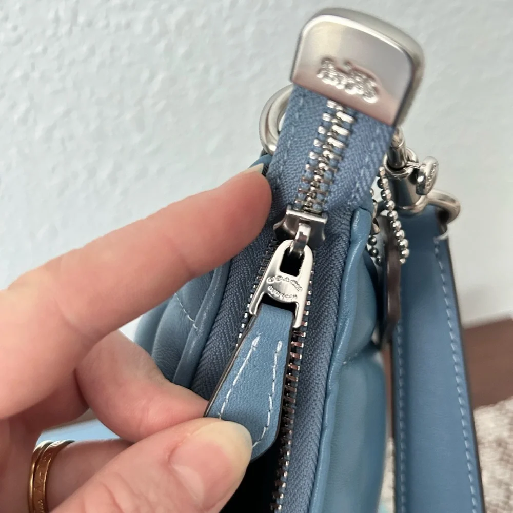 Coach Teri Diamond Quilted Hobo Silver Light Mist - Picture 4 of 14